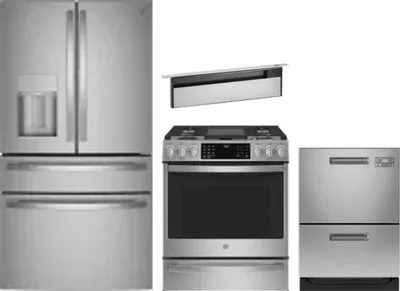 4 Piece Package Includes Refrigerator, Range, Hood And Dishwasher